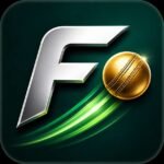 Fantasy7 Game official 3D logo with silver F letter and golden cricket ball on a green background.